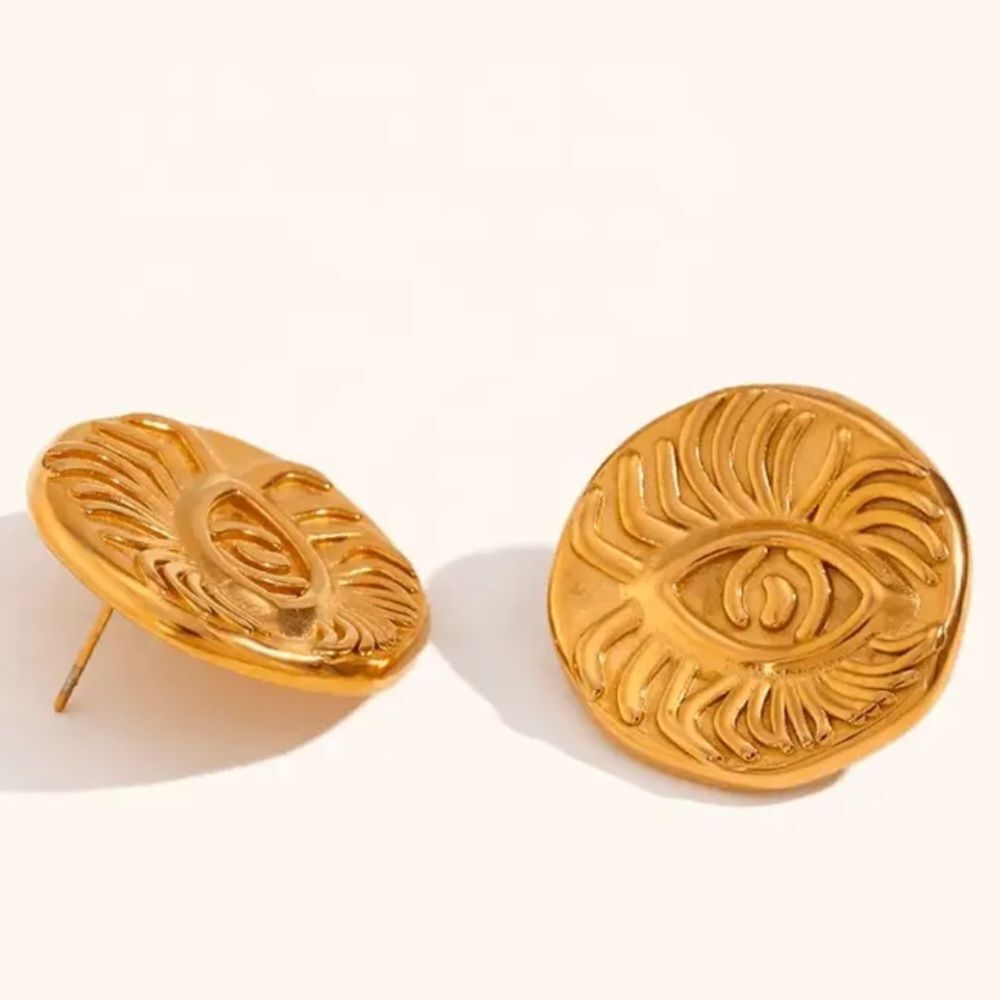 Gold Eye Design Earrings A1294